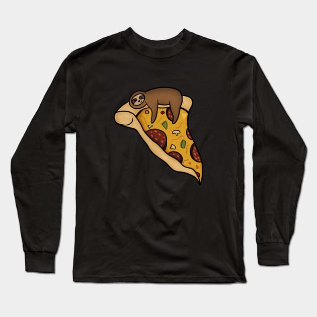 Pizza Sloth, Pizza Slice Long Sleeve T-Shirt by dukito